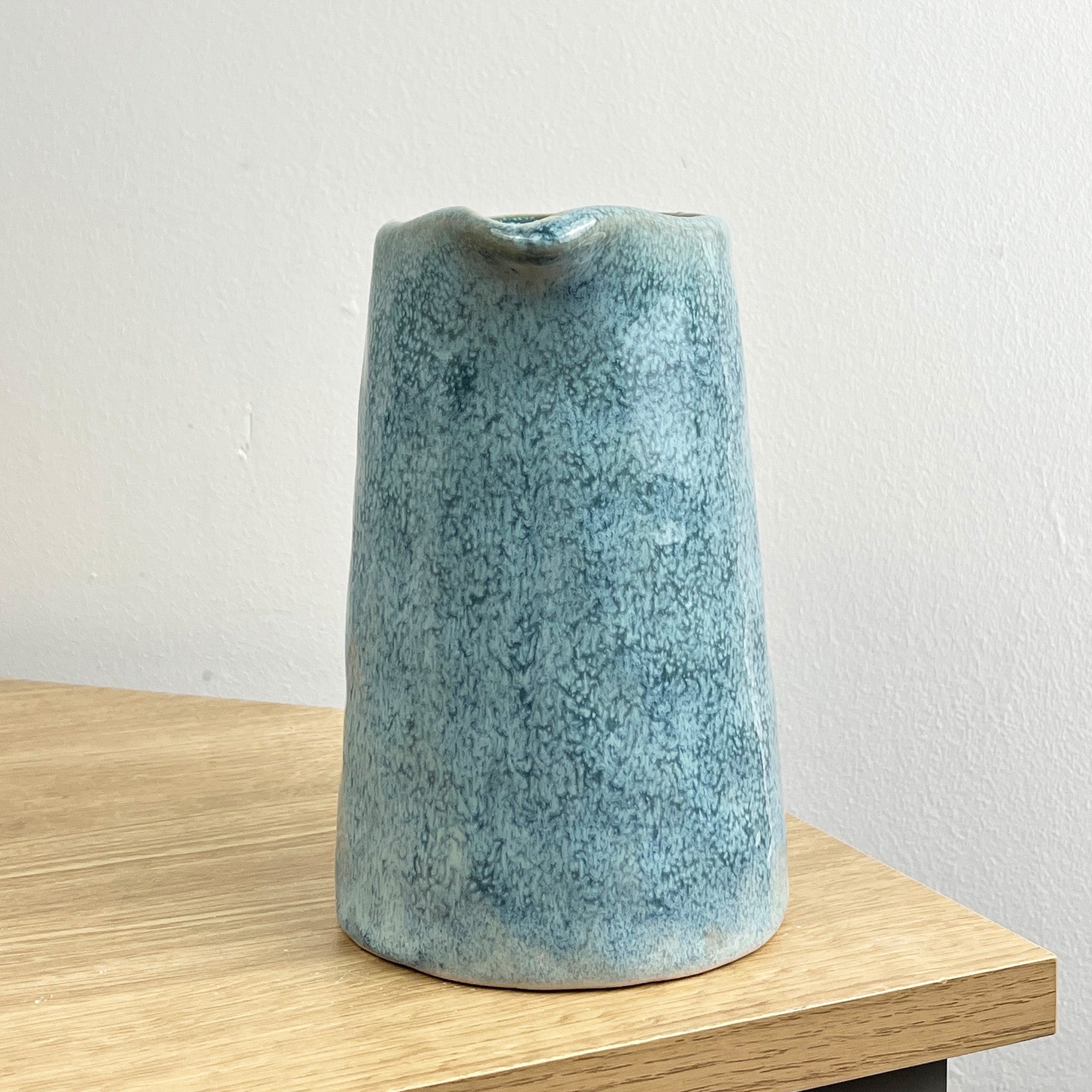 17cm Blue Reactive Glaze Jug / Utensil Pot - Ceramic