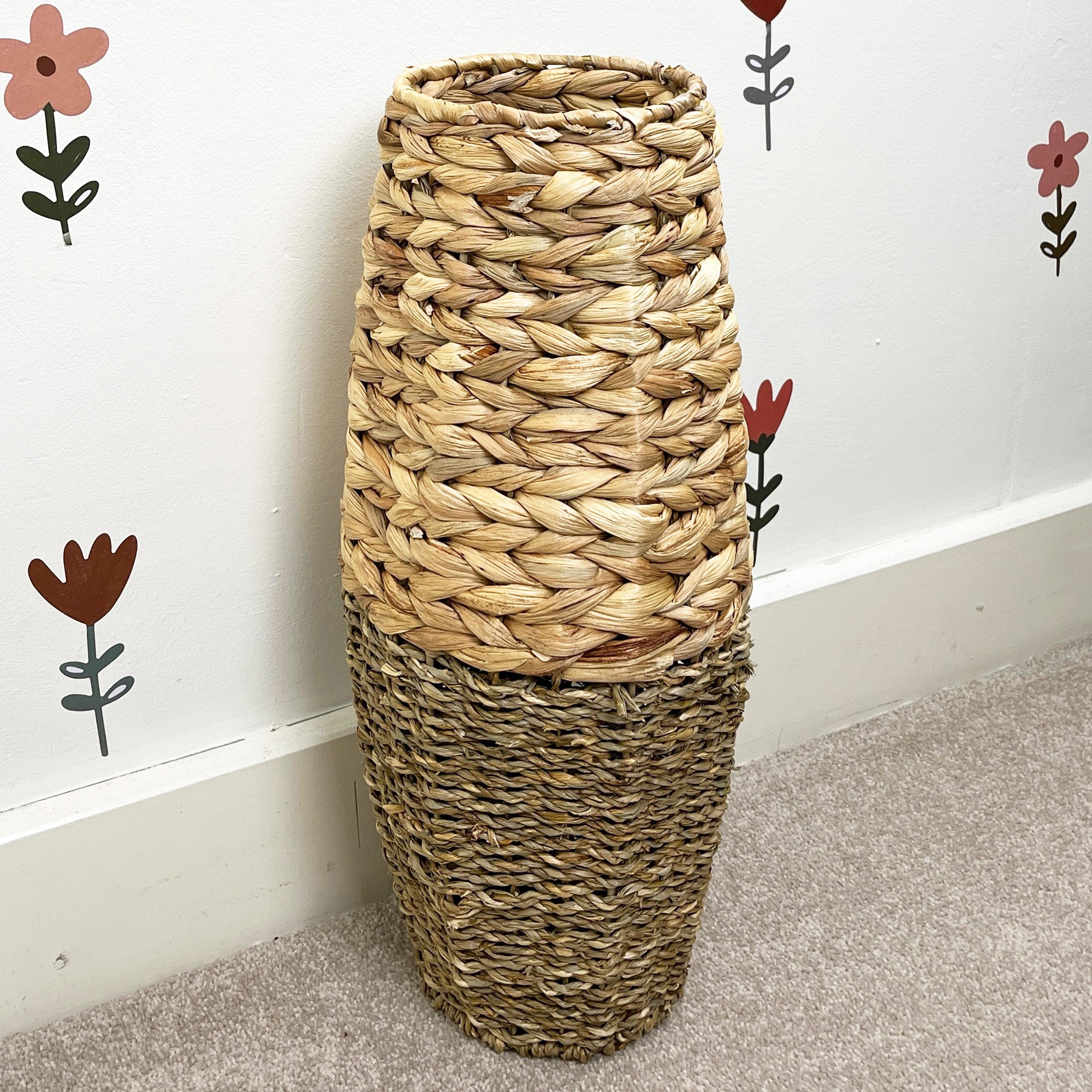 45cm Large Woven Seagrass Floor Standing Vase