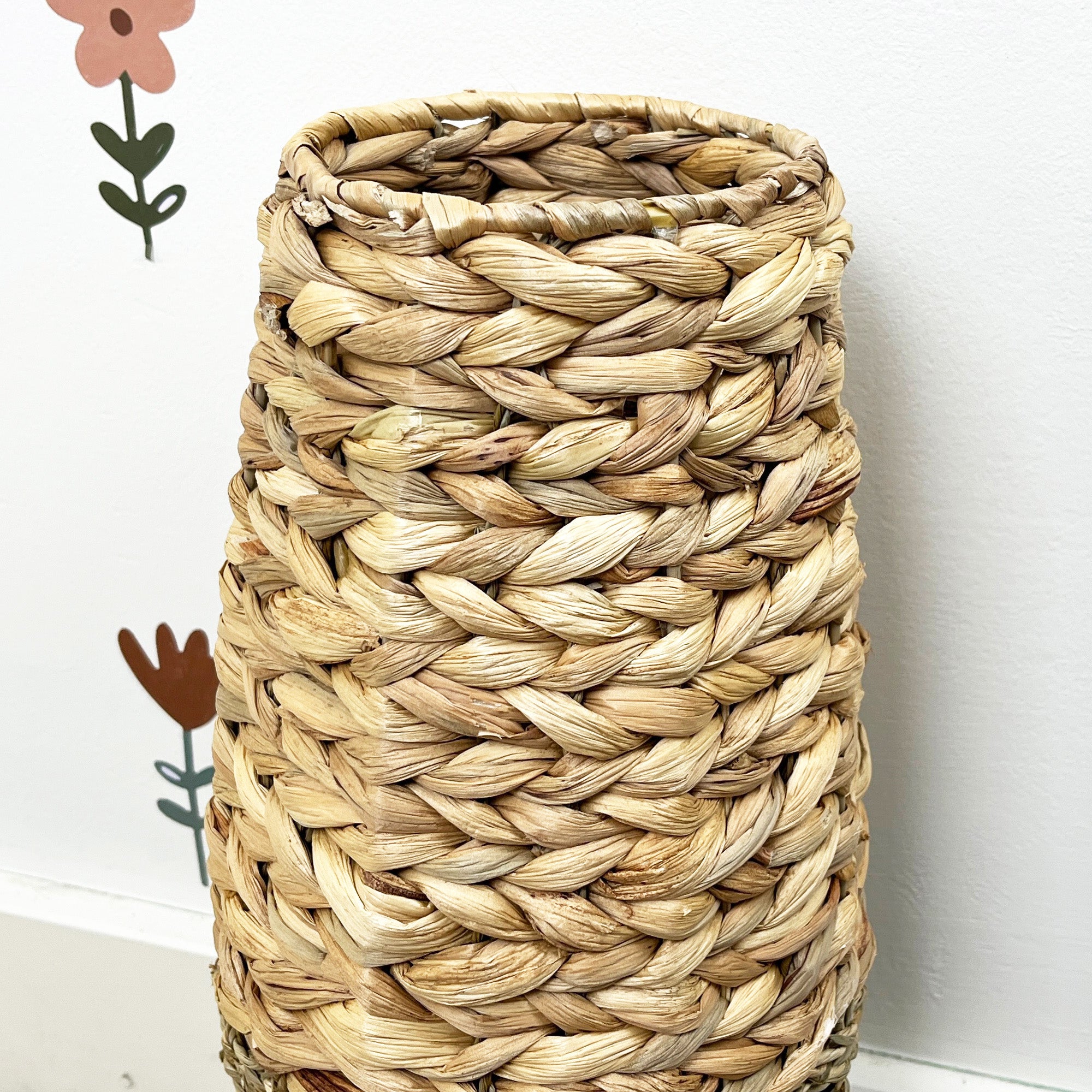 45cm Large Woven Seagrass Floor Standing Vase