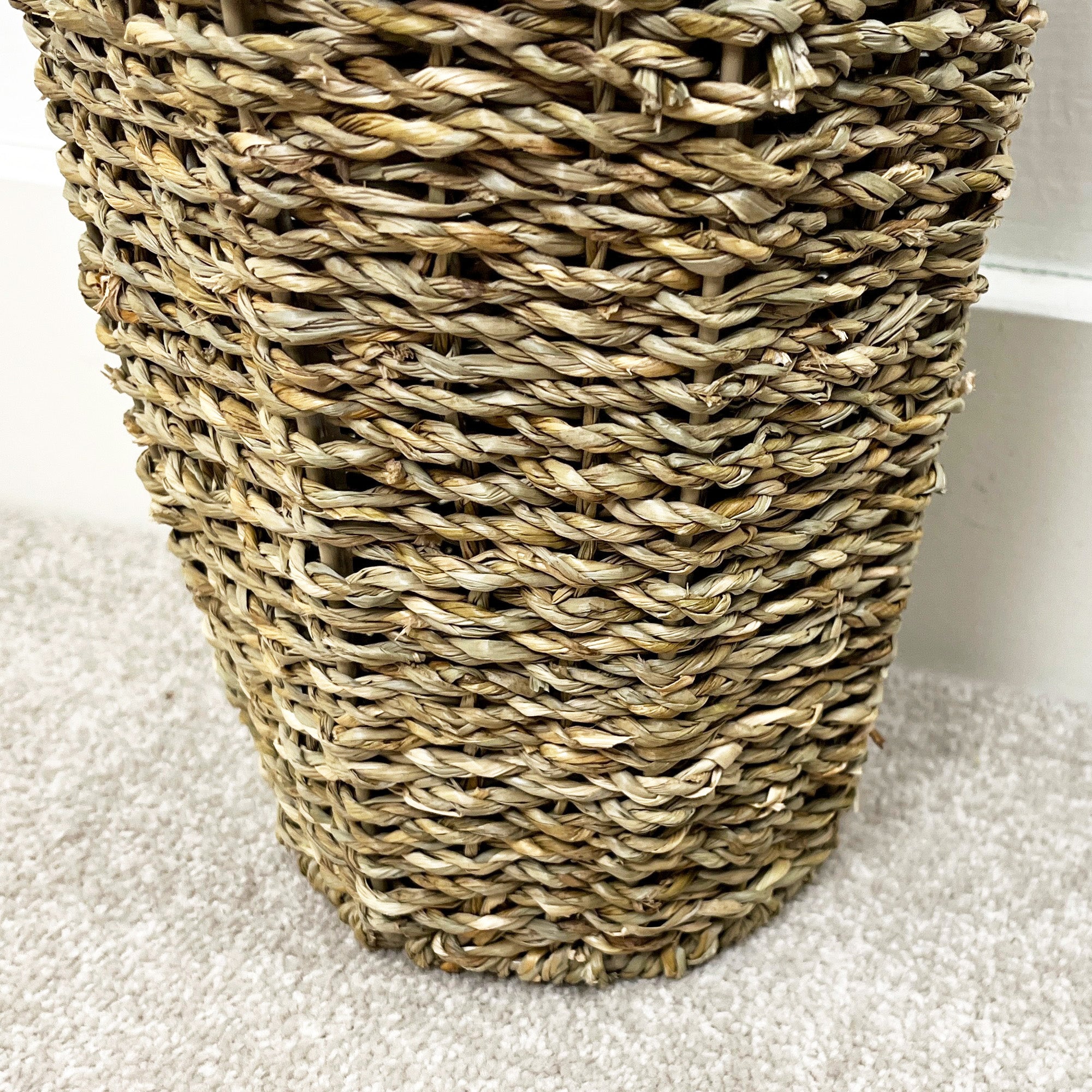 45cm Large Woven Seagrass Floor Standing Vase