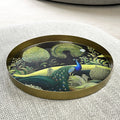 32cm Metal Decorative Tray - Floral Peacock Design
