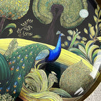 32cm Metal Decorative Tray - Floral Peacock Design