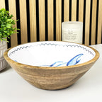 25.5cm Decorative Wooden Bowl with Enamel Lobster Design