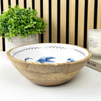 25.5cm Decorative Wooden Bowl with Enamel Crab Design