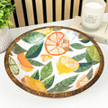 29cm Decorative Wooden Bowl with Enamel White Citrus Fruit Design