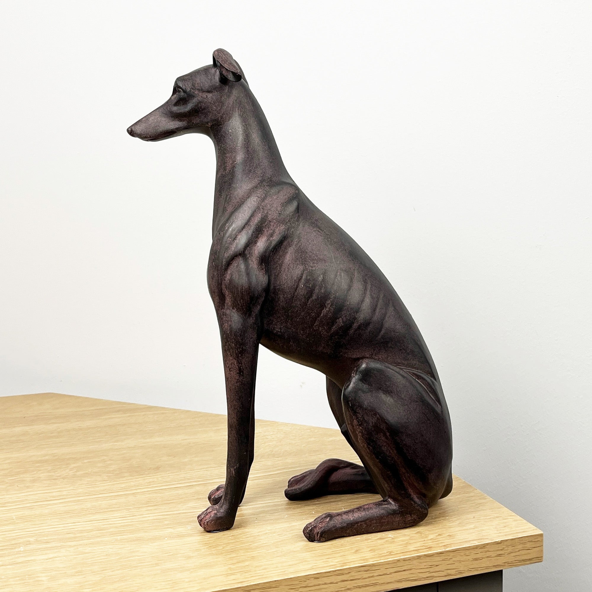 29cm Large Sitting Greyhound Ornament - Resin