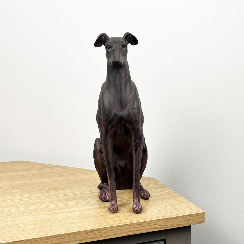 29cm Large Sitting Greyhound Ornament - Resin