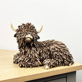 25cm Large Sitting Highland Cow Ornament / Figurine - Resin