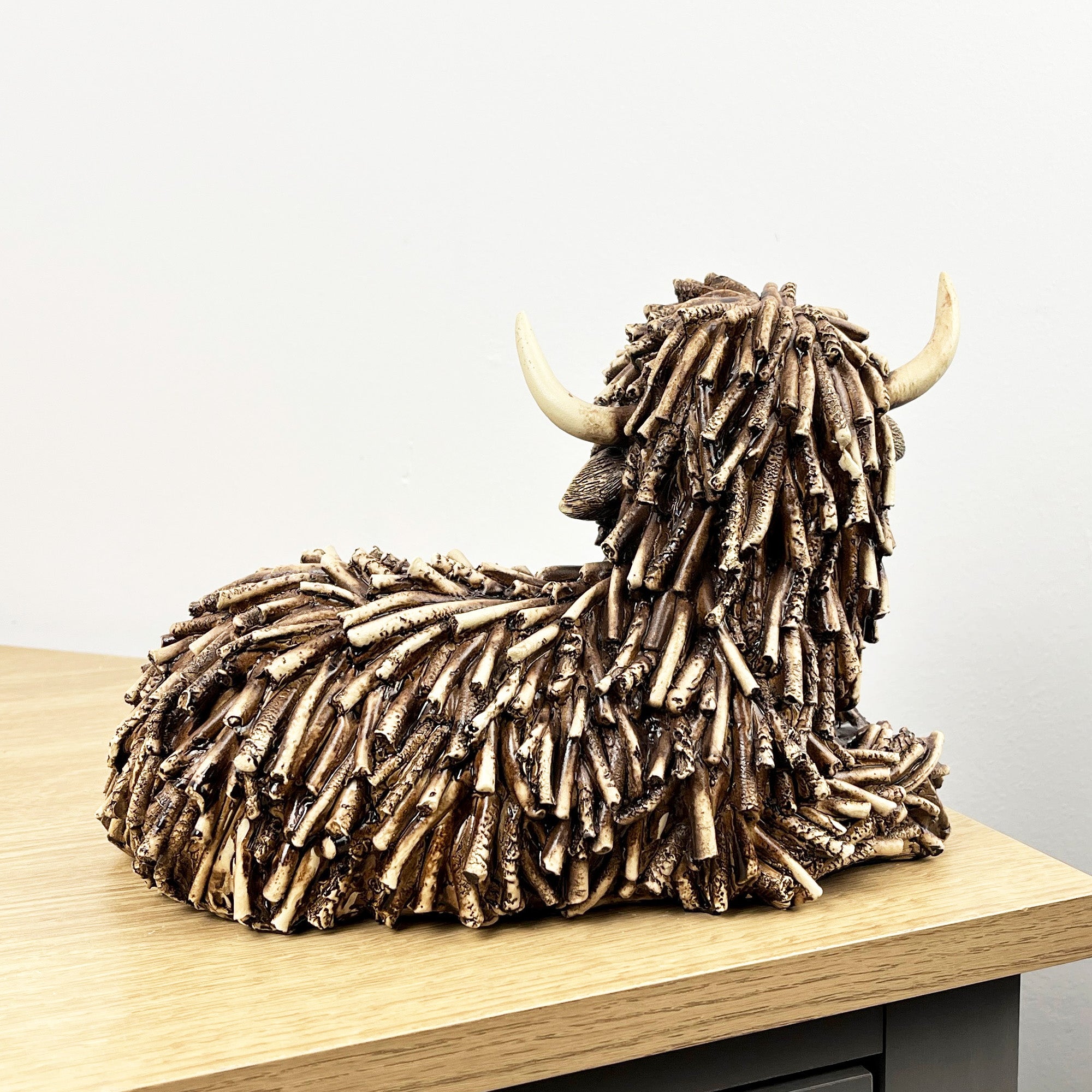 25cm Large Sitting Highland Cow Ornament / Figurine - Resin