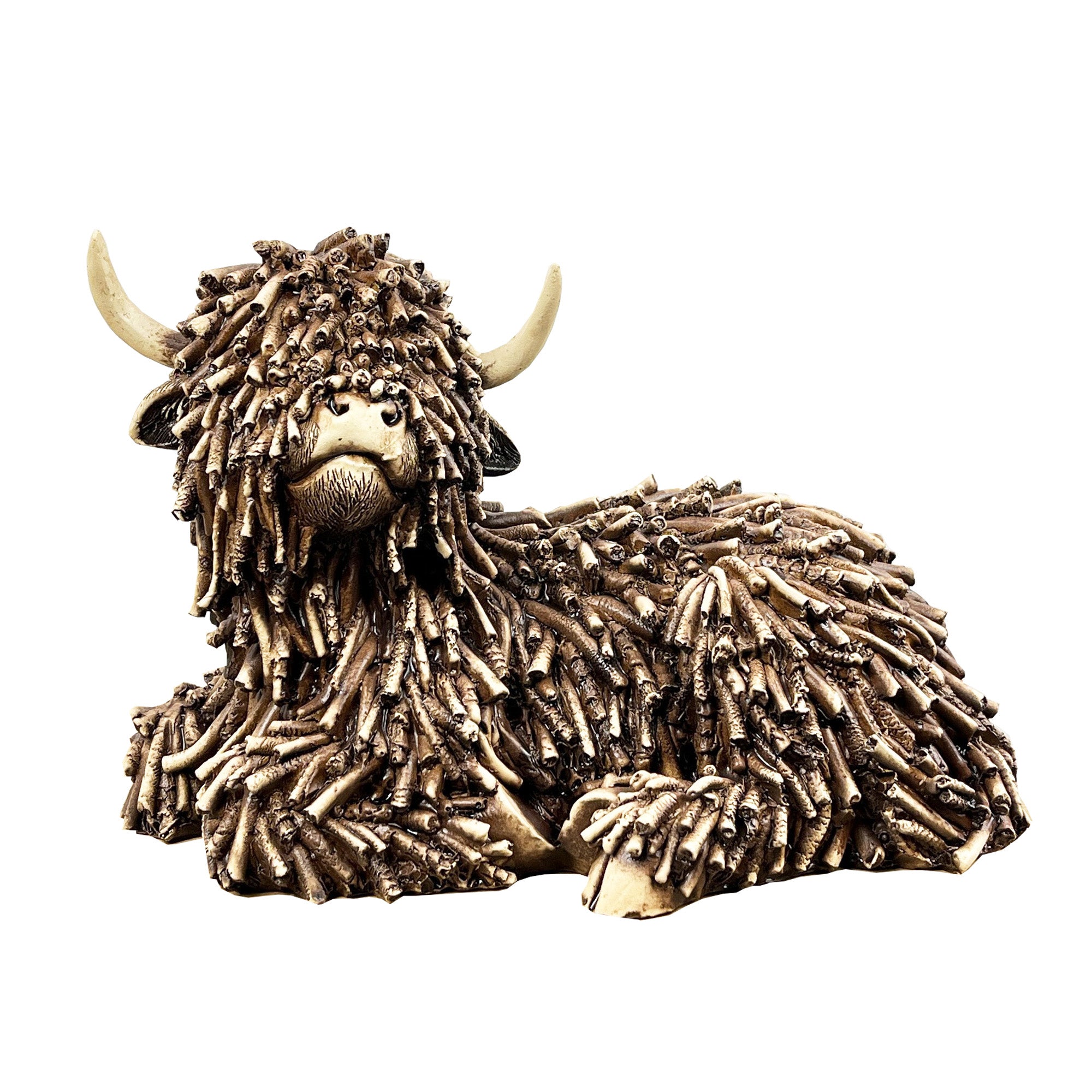 25cm Large Sitting Highland Cow Ornament / Figurine - Resin