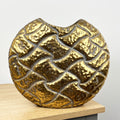 33cm x 28cm Large Round Decorative Metal Vase - Distressed Gold