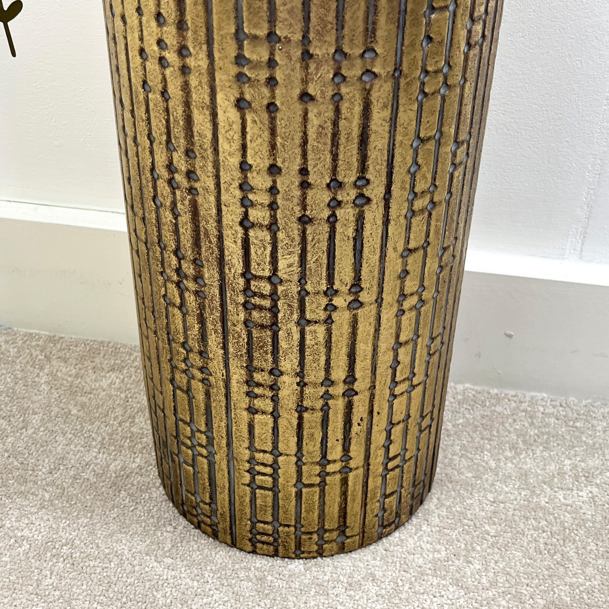 56cm Large Metal Floor Vase - Distressed Gold