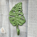 14cm Green Leaf Wall Storage Hook - Cast Iron