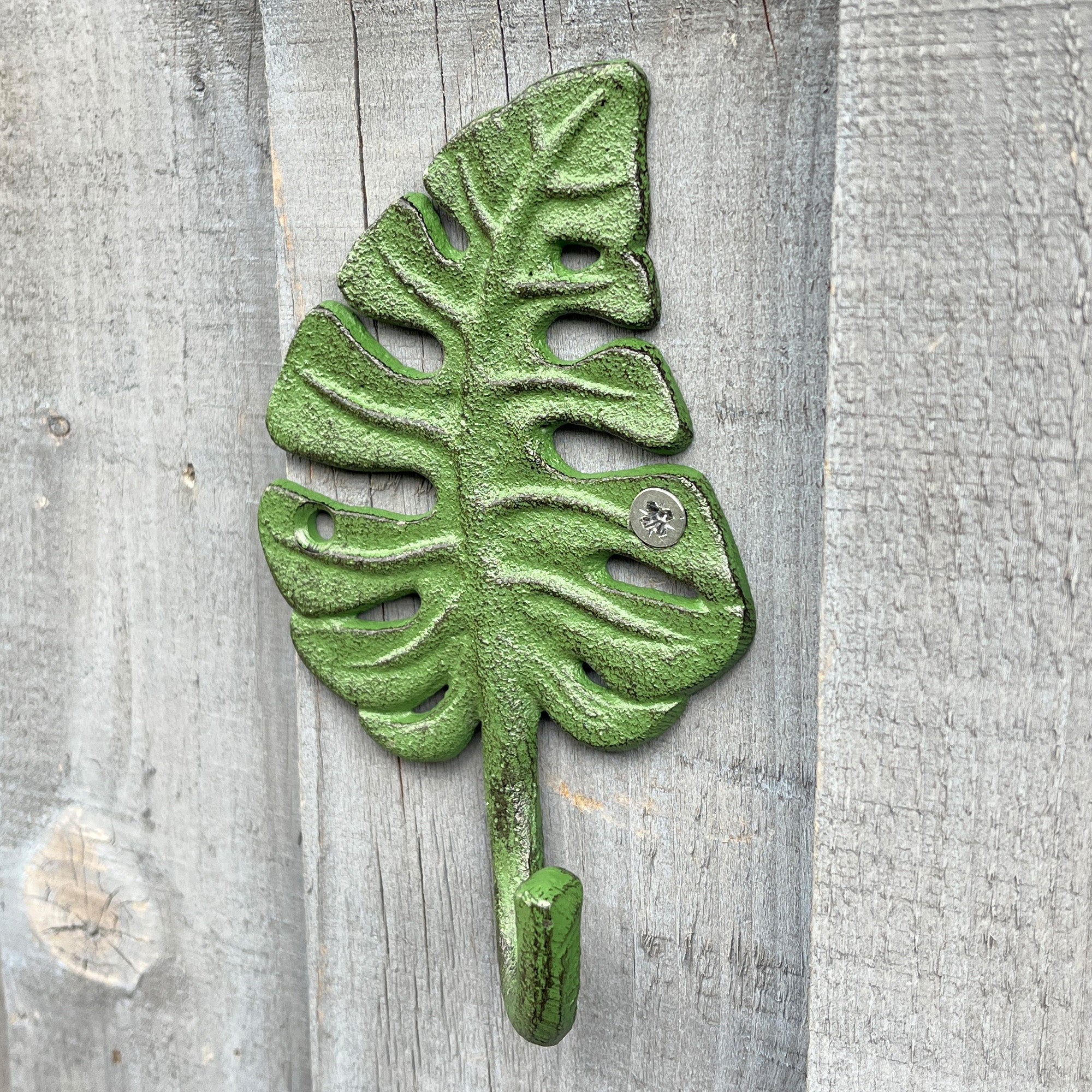 14cm Green Leaf Wall Storage Hook - Cast Iron