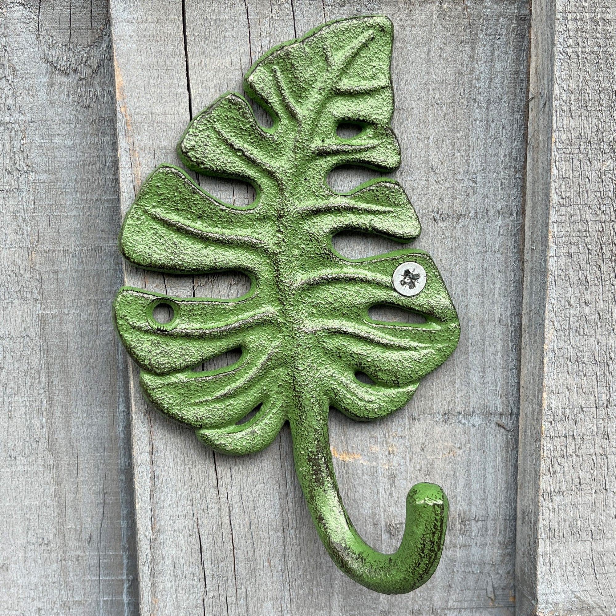 14cm Green Leaf Wall Storage Hook - Cast Iron