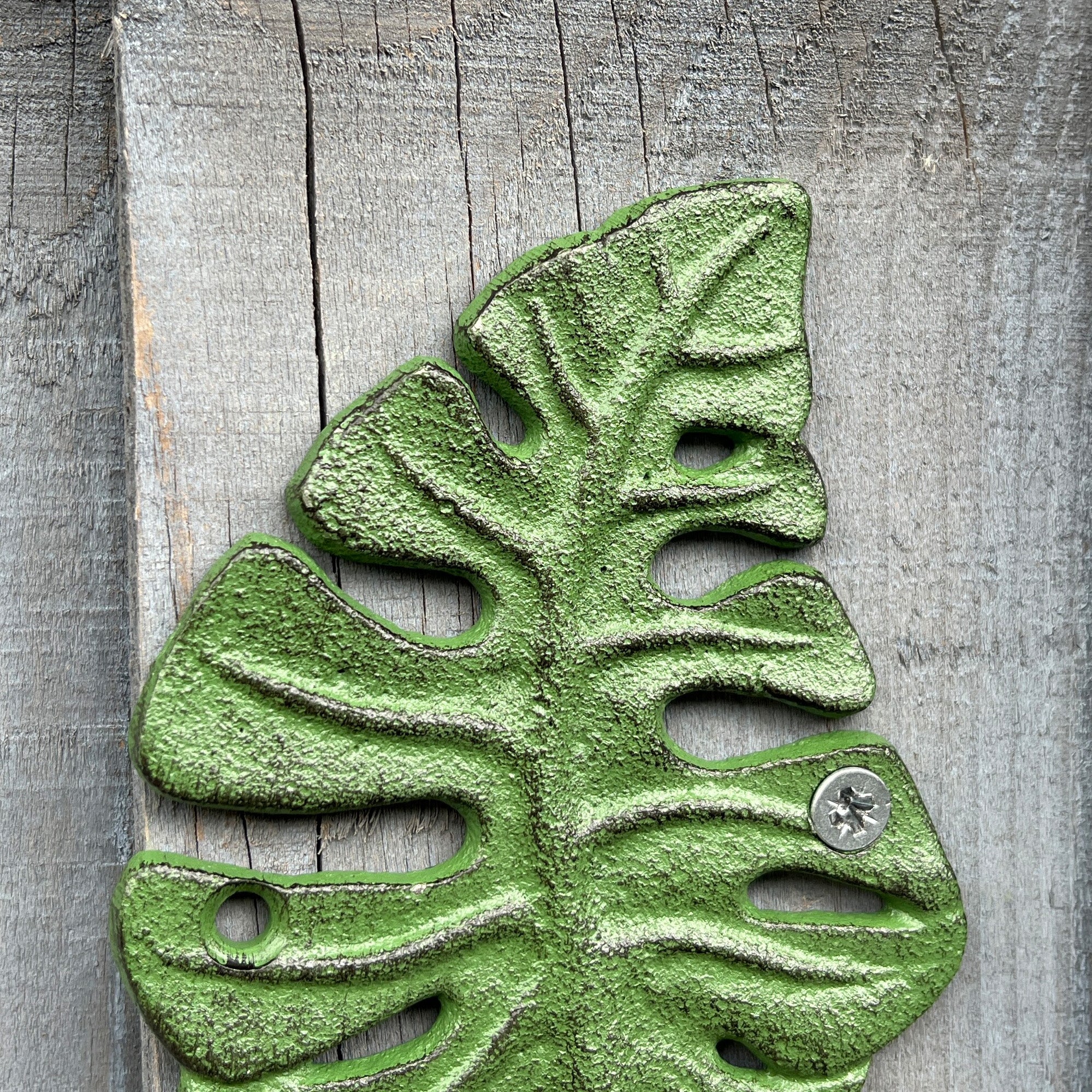 14cm Green Leaf Wall Storage Hook - Cast Iron