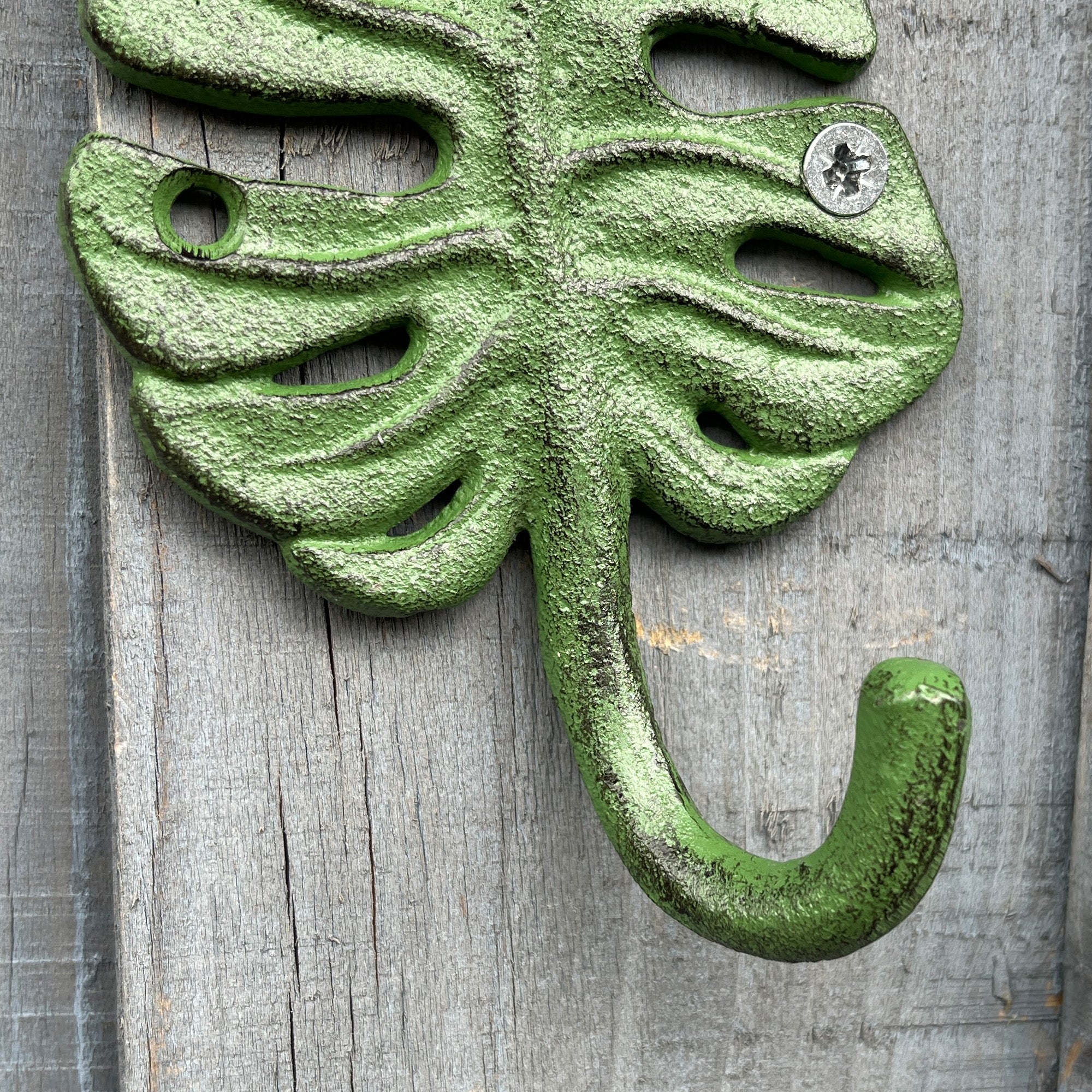14cm Green Leaf Wall Storage Hook - Cast Iron