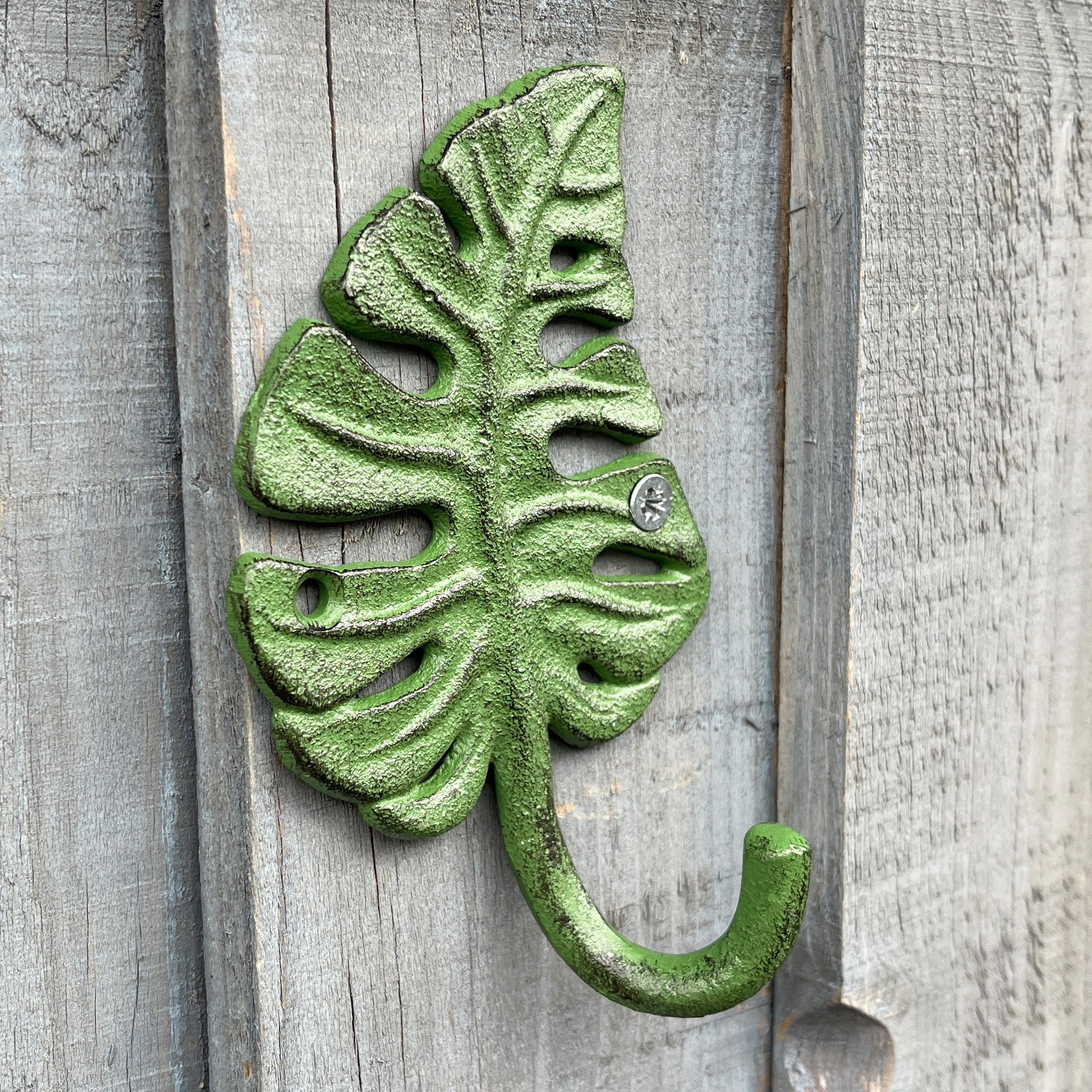14cm Green Leaf Wall Storage Hook - Cast Iron