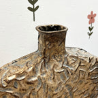 49cm Large Metal Floor Standing Vase - Distressed Gold