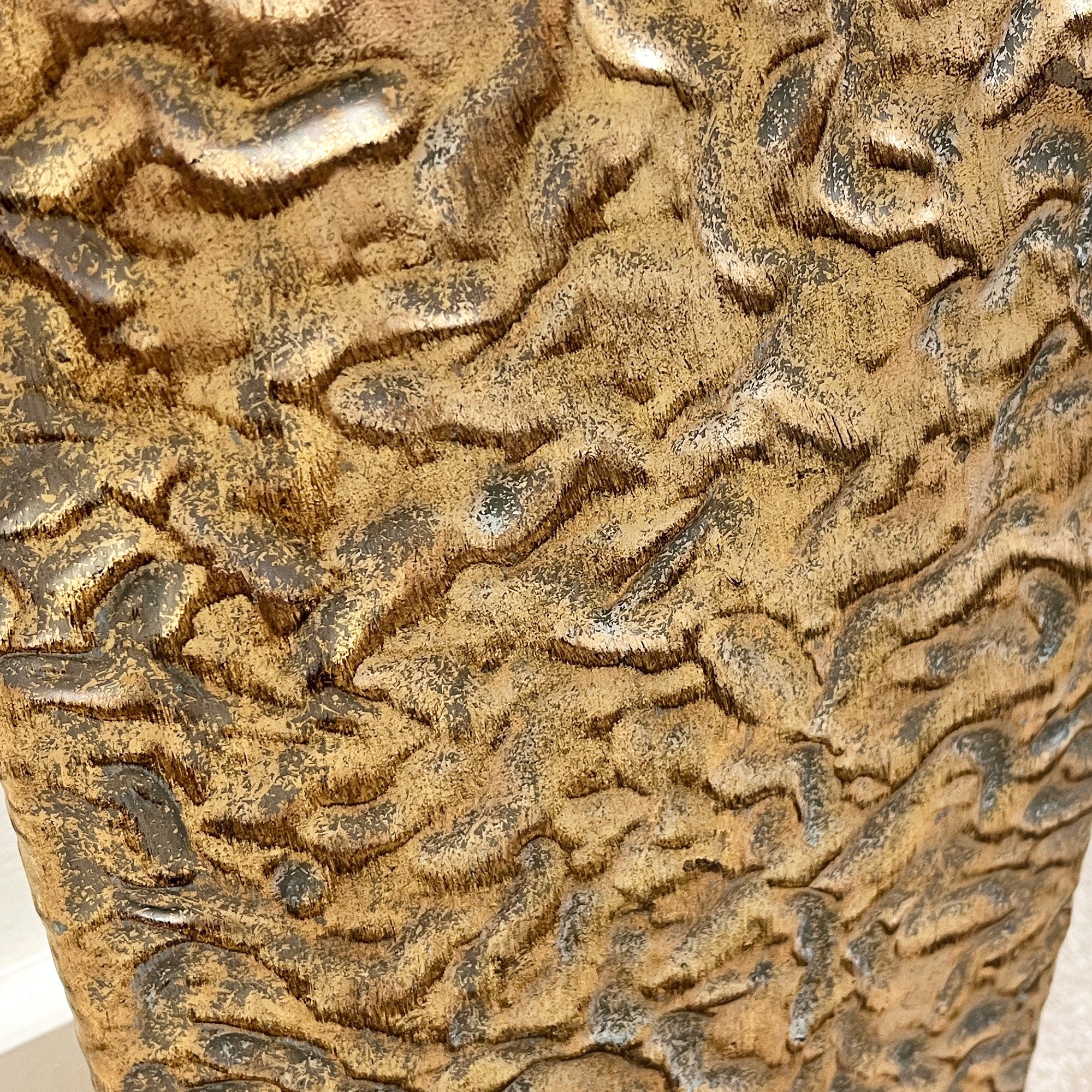 49cm Large Metal Floor Standing Vase - Distressed Gold
