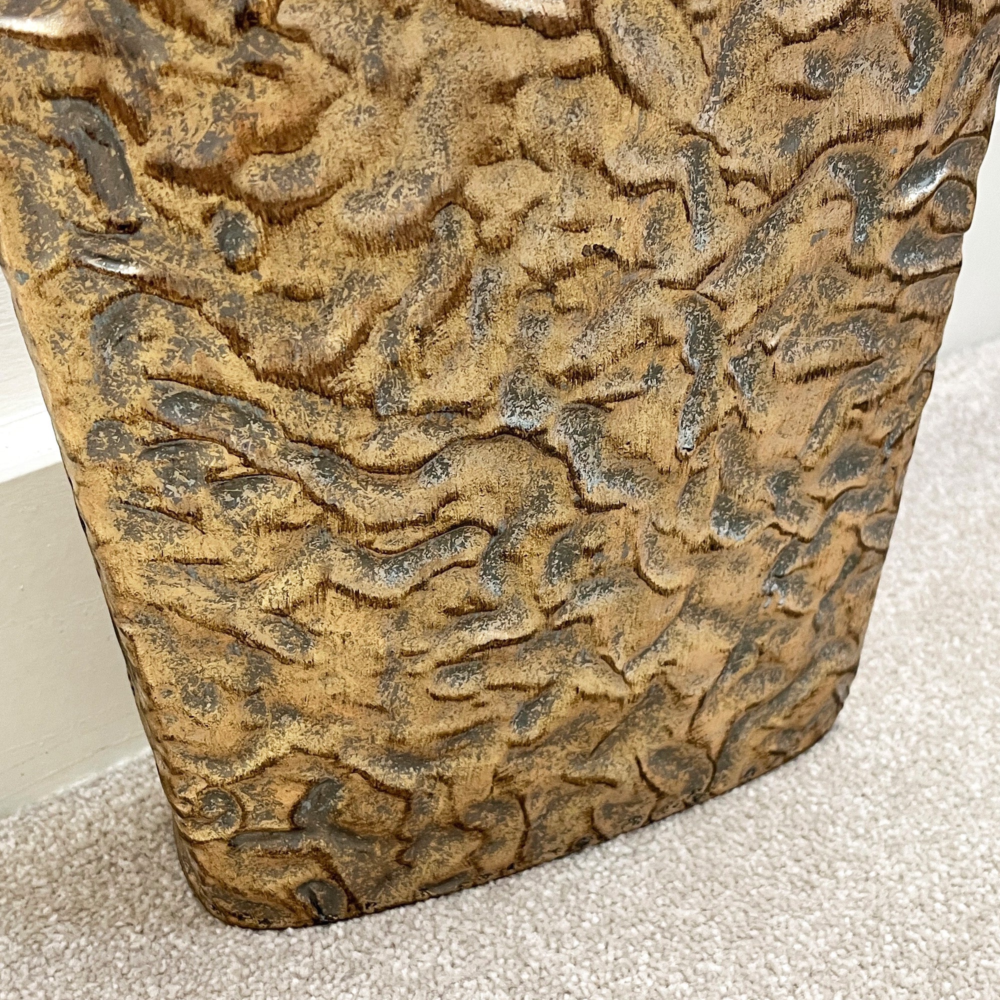 49cm Large Metal Floor Standing Vase - Distressed Gold