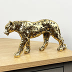 27.3cm Gold Standing Leopard Ornament - Resin