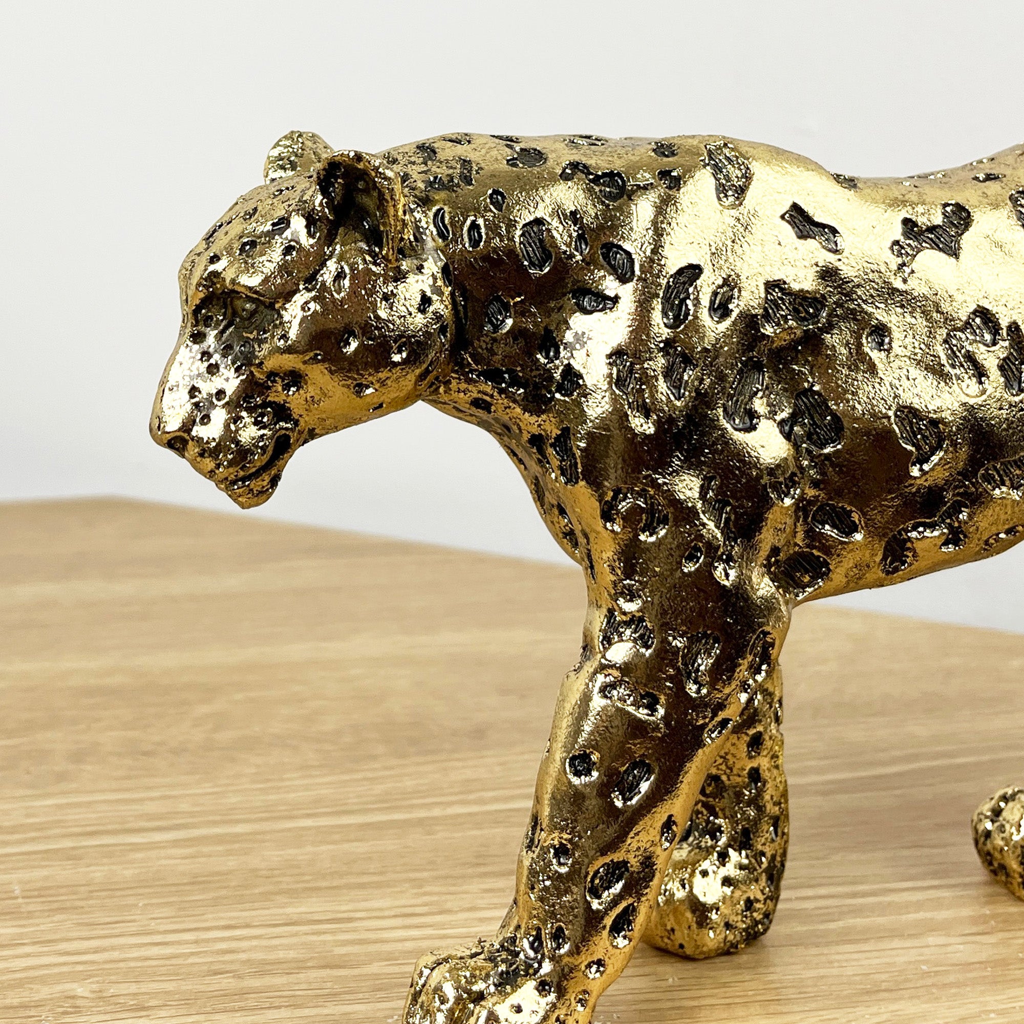 27.3cm Gold Standing Leopard Ornament - Resin