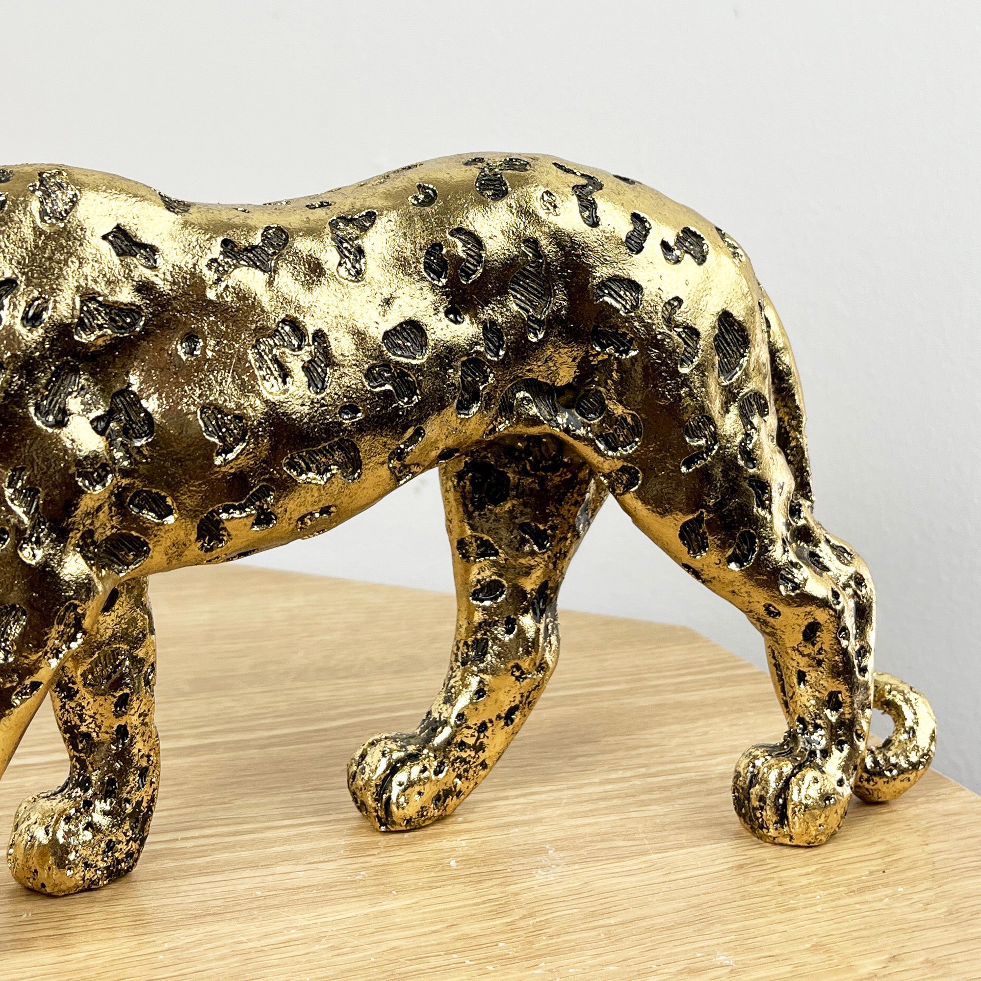 27.3cm Gold Standing Leopard Ornament - Resin