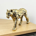 27.3cm Gold Standing Leopard Ornament - Resin