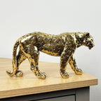 27.3cm Gold Standing Leopard Ornament - Resin