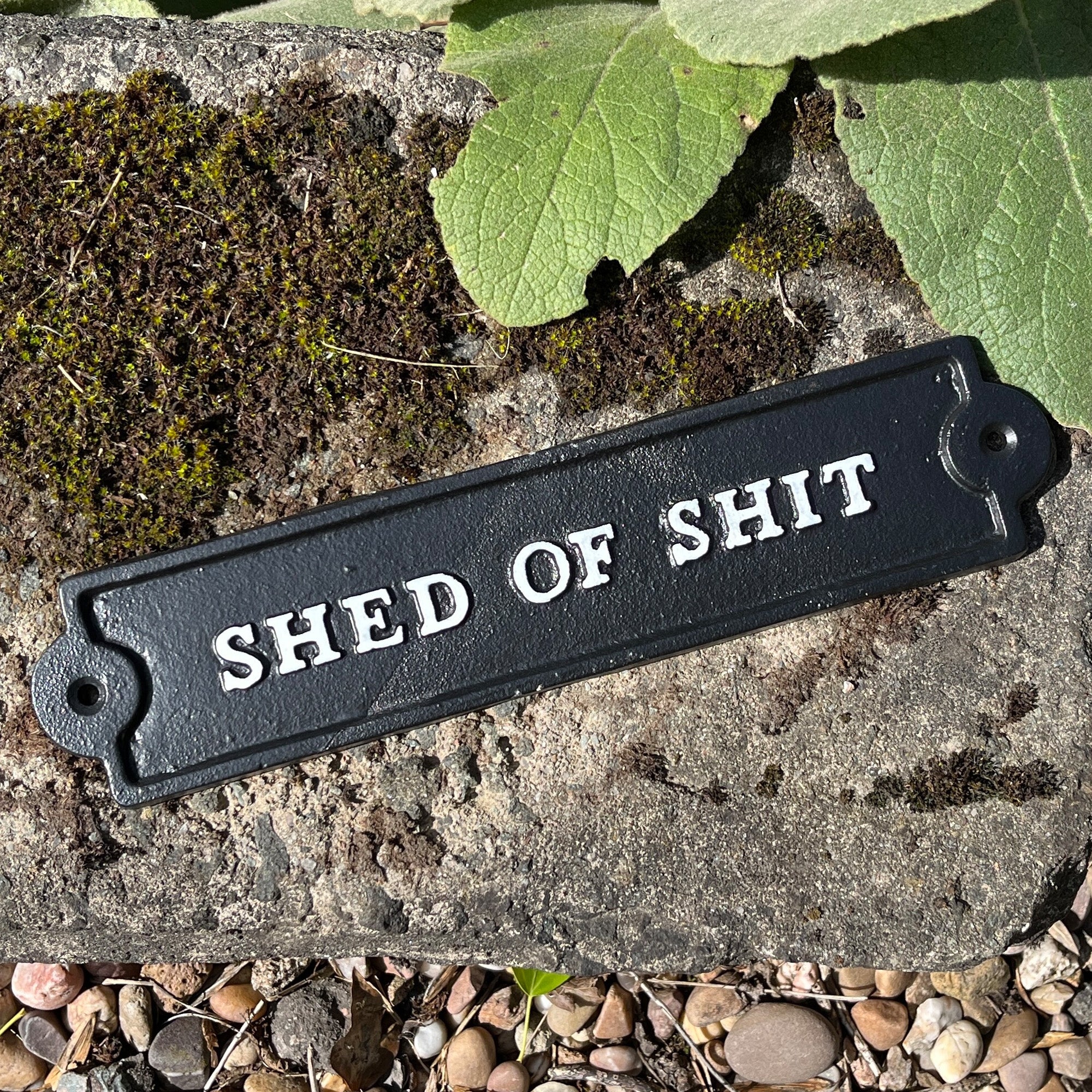 26.5cm 'Shed of Shit' Funny Wall Sign / Plaque - Cast Iron