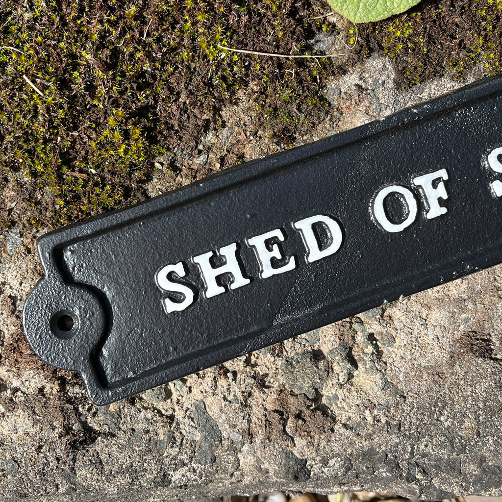 26.5cm 'Shed of Shit' Funny Wall Sign / Plaque - Cast Iron
