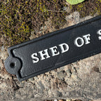 26.5cm 'Shed of Shit' Funny Wall Sign / Plaque - Cast Iron