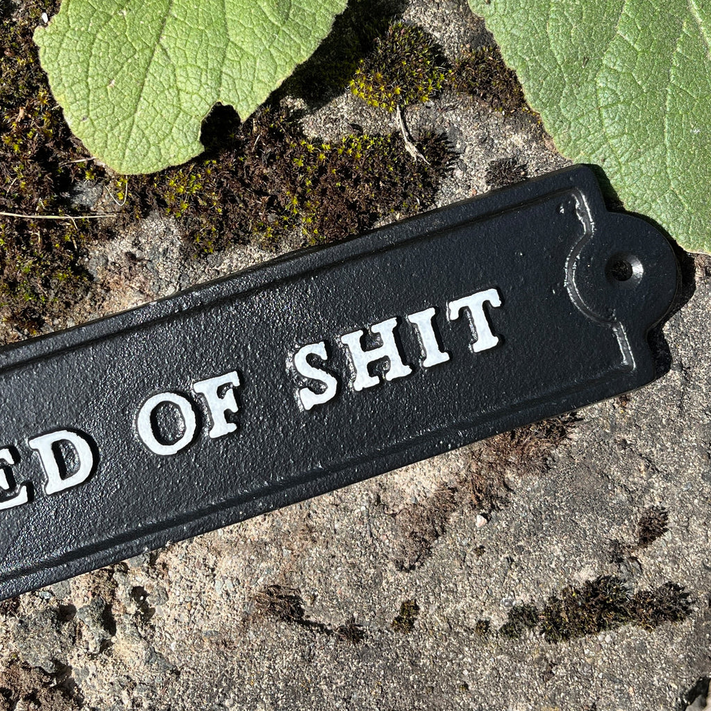 26.5cm 'Shed of Shit' Funny Wall Sign / Plaque - Cast Iron