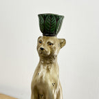 Set of 2 Leopard Candle Stick Holders - Resin
