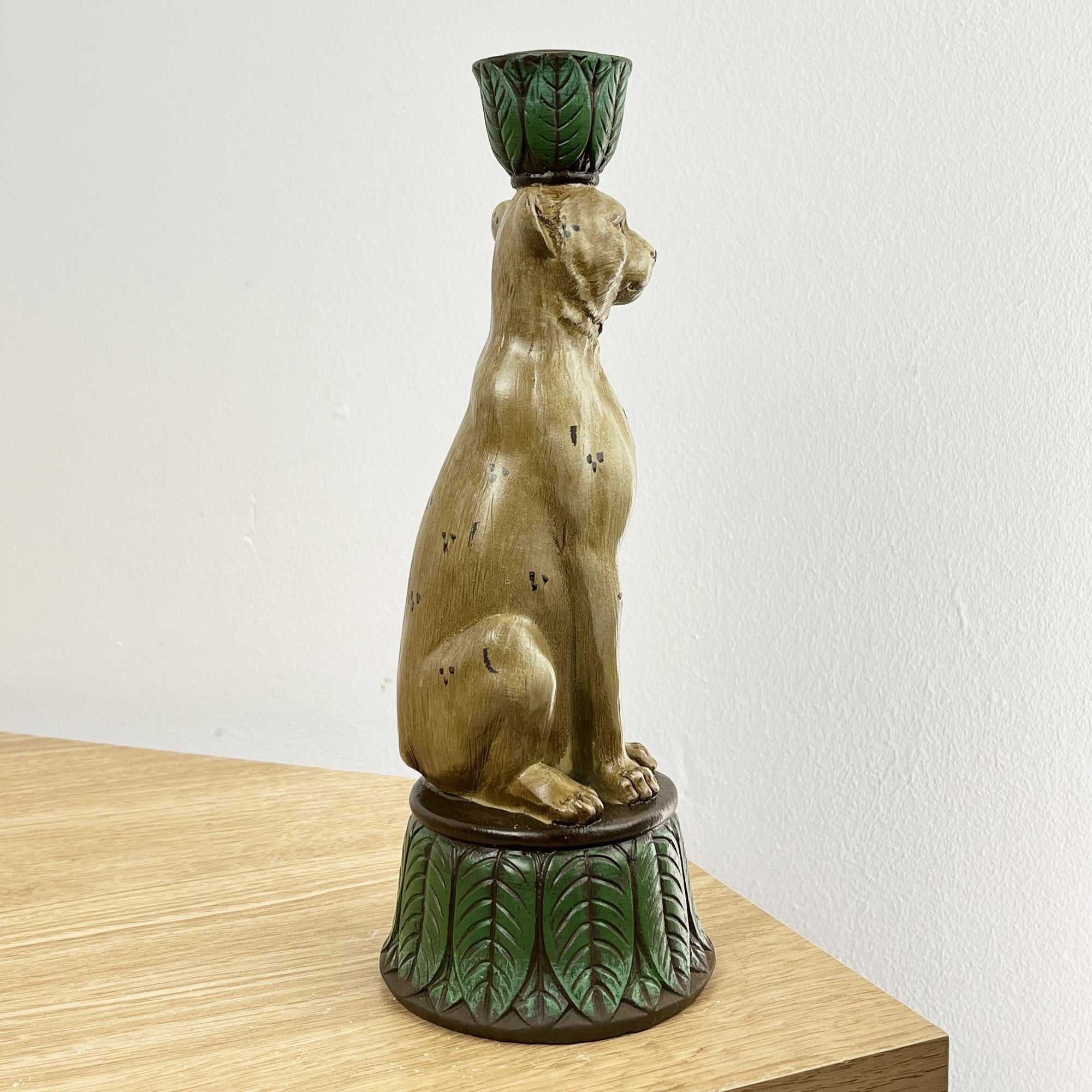 Set of 2 Leopard Candle Stick Holders - Resin
