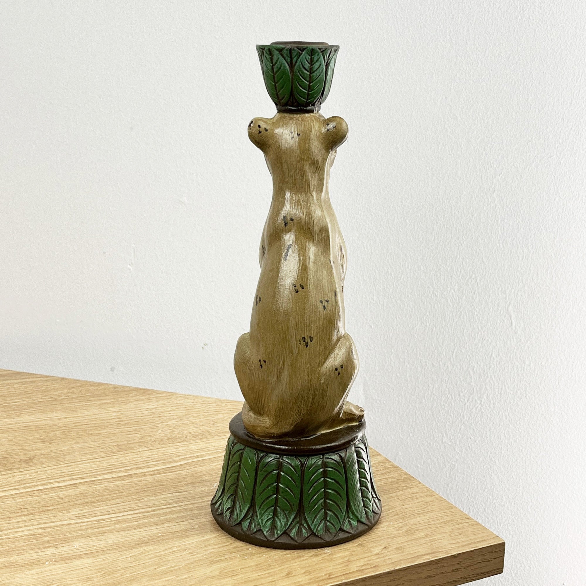 Set of 2 Leopard Candle Stick Holders - Resin