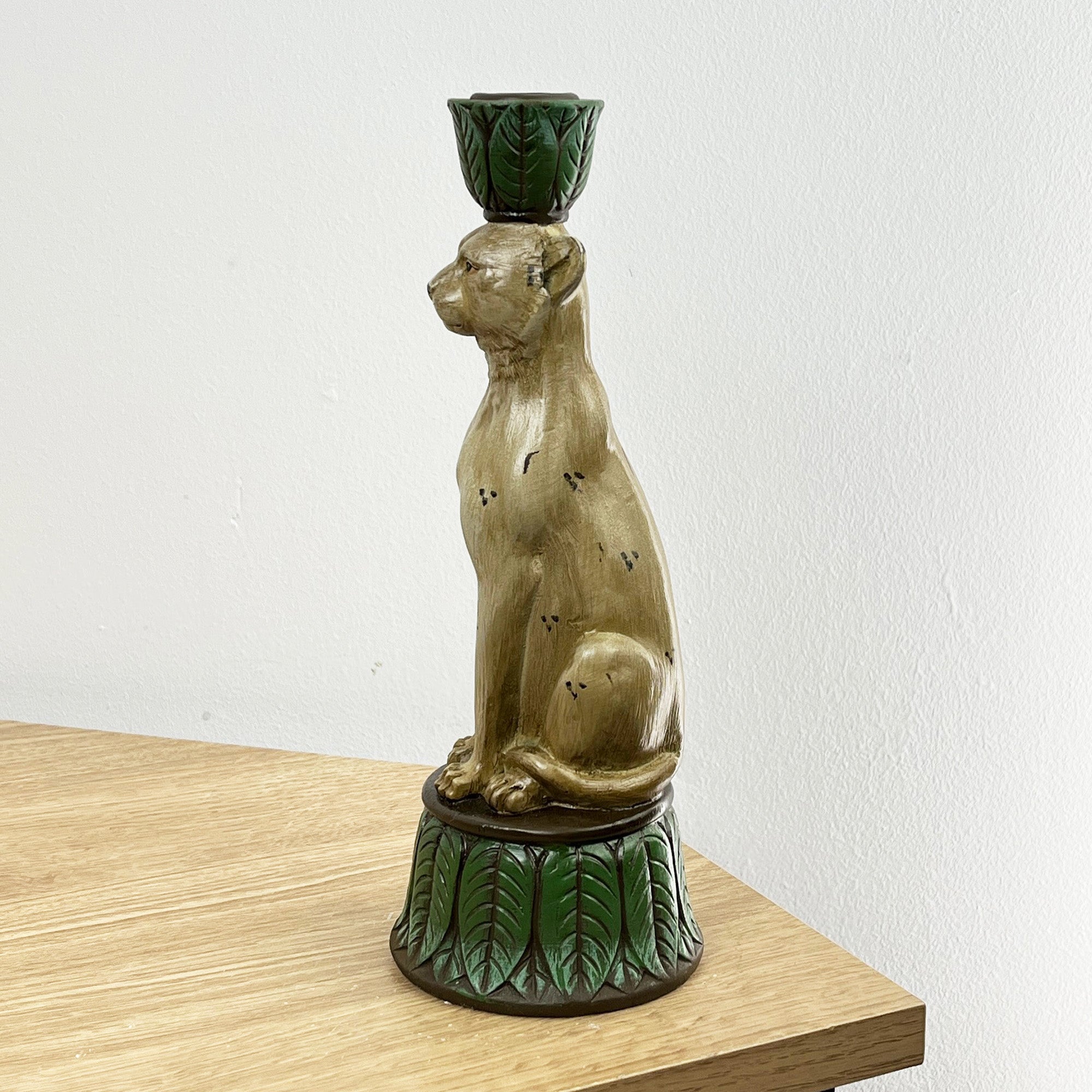 Set of 2 Leopard Candle Stick Holders - Resin