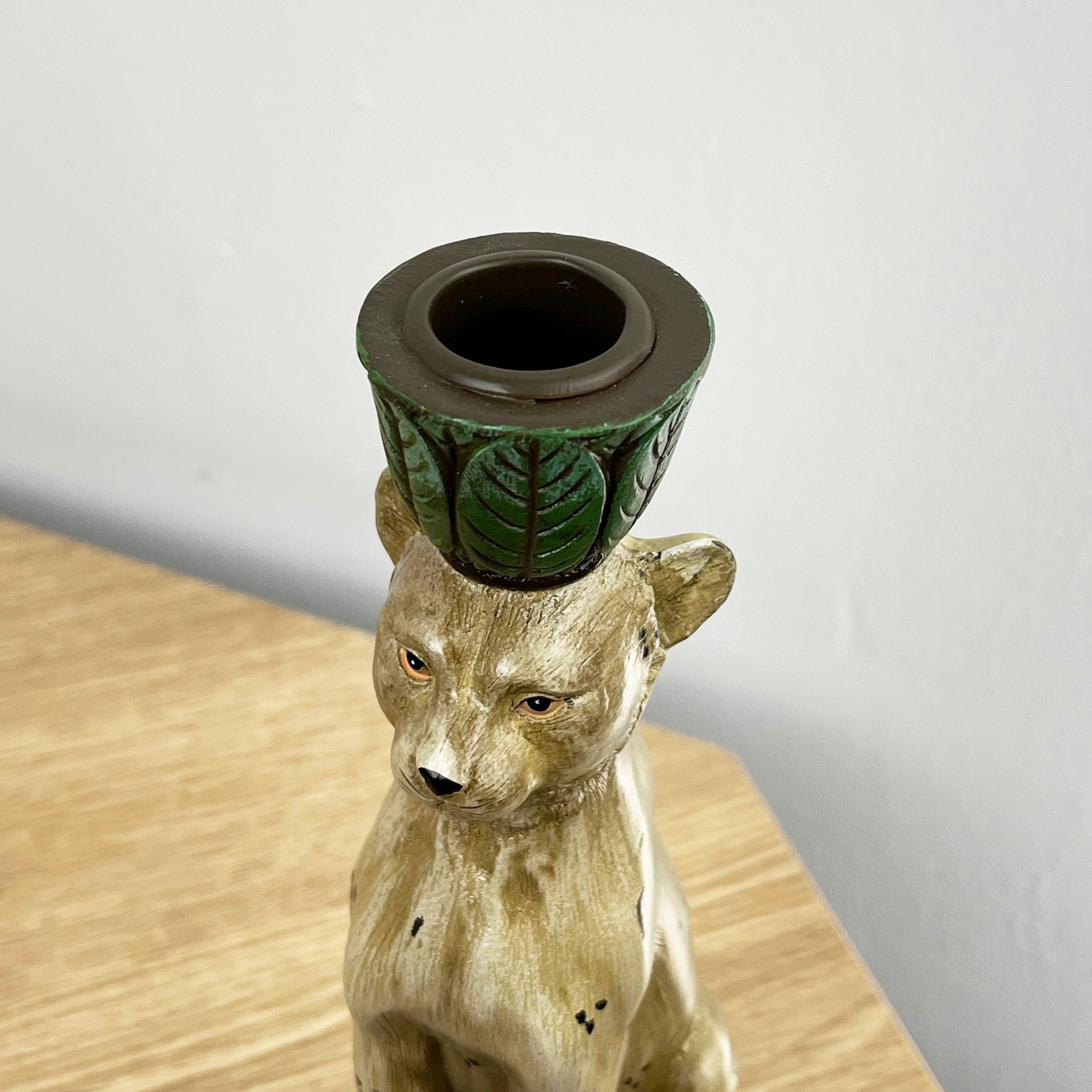 Set of 2 Leopard Candle Stick Holders - Resin