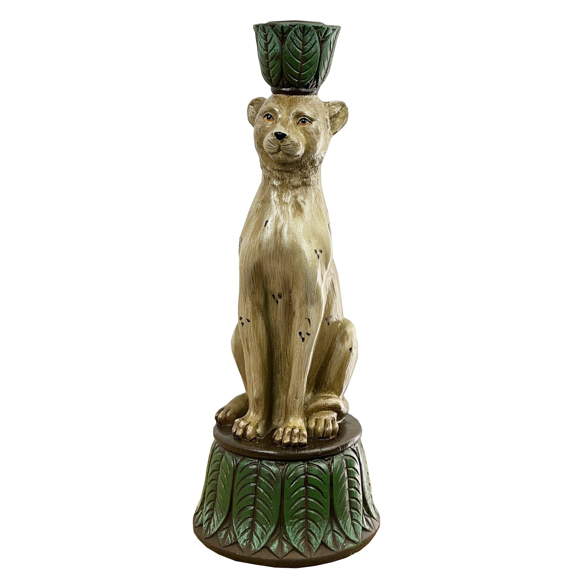 Set of 2 Leopard Candle Stick Holders - Resin