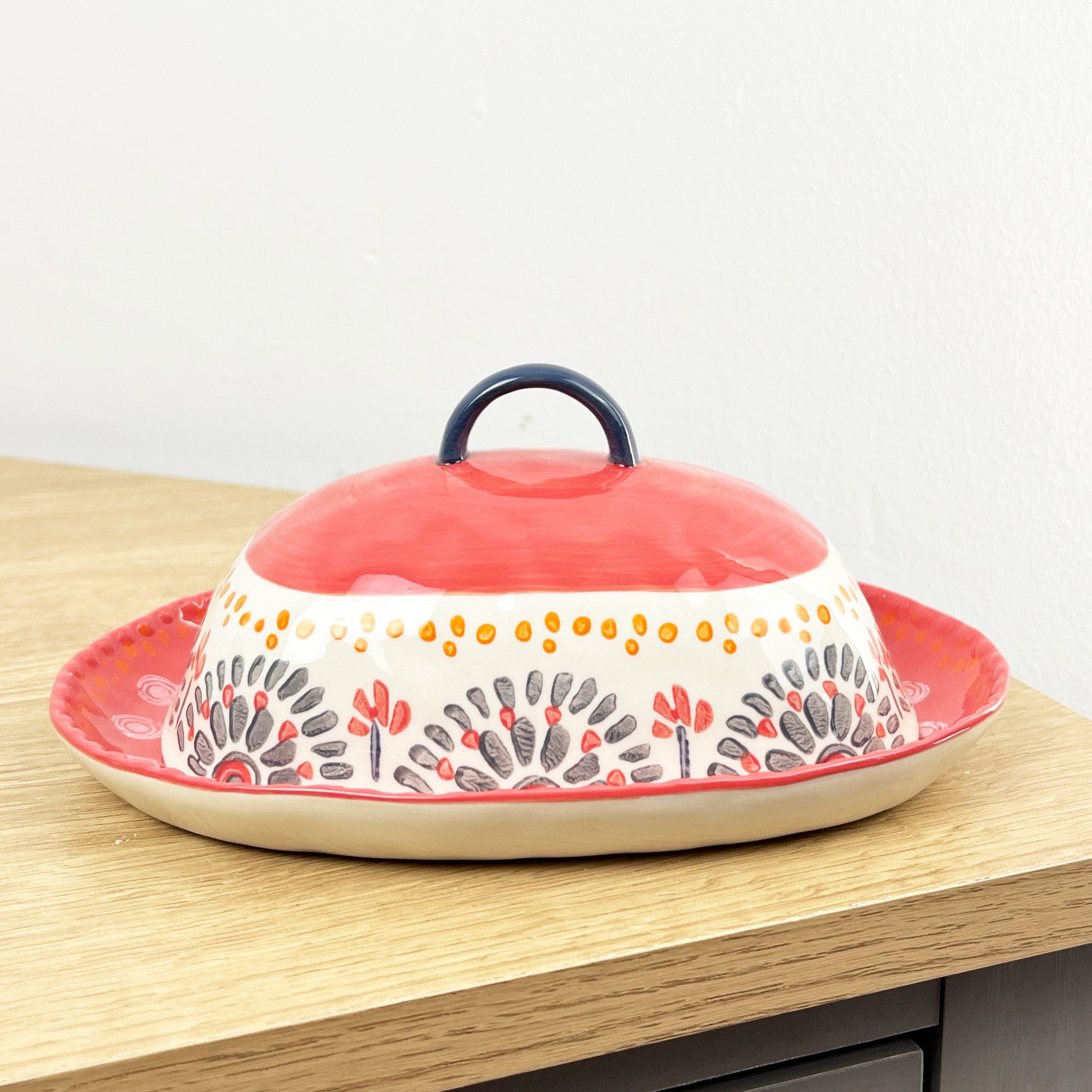 Vintage Style Floral Butter Dish with Lid - Design #1