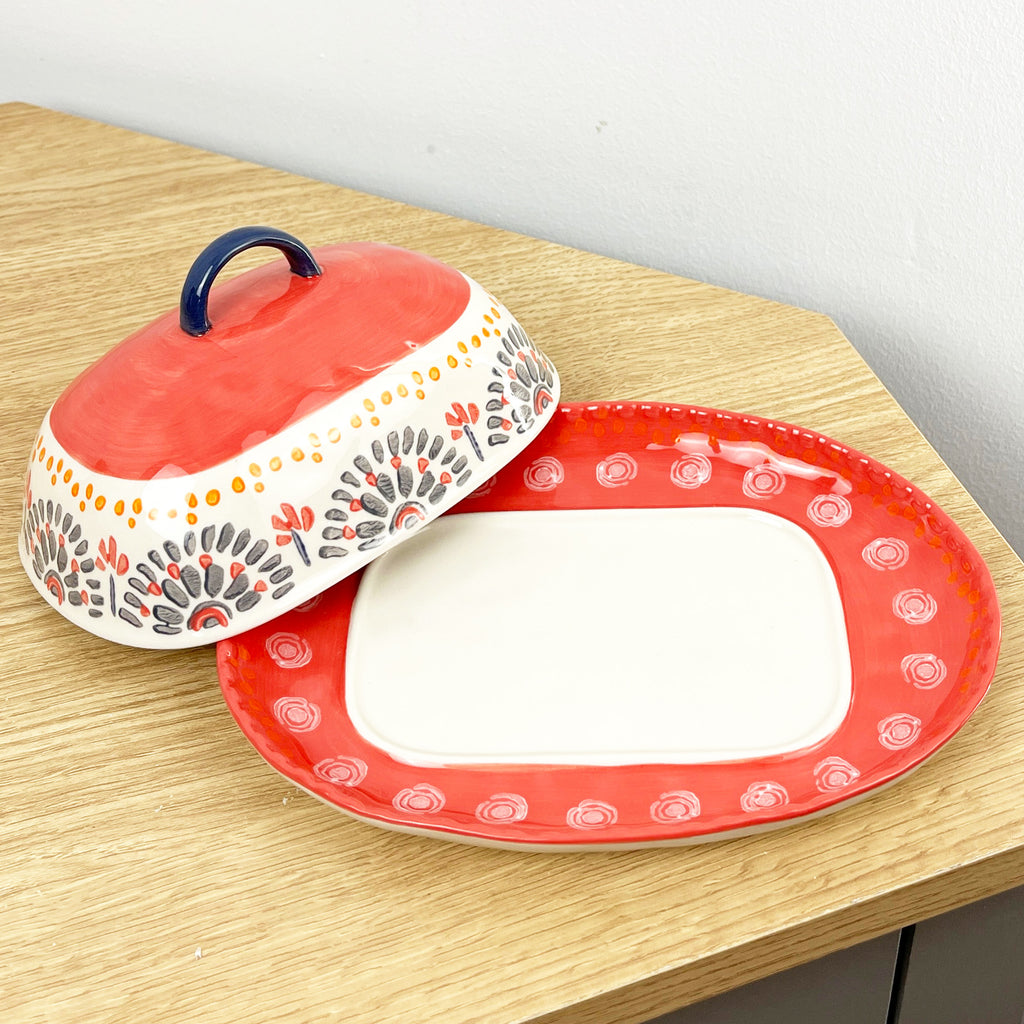Vintage Style Floral Butter Dish with Lid - Design #1