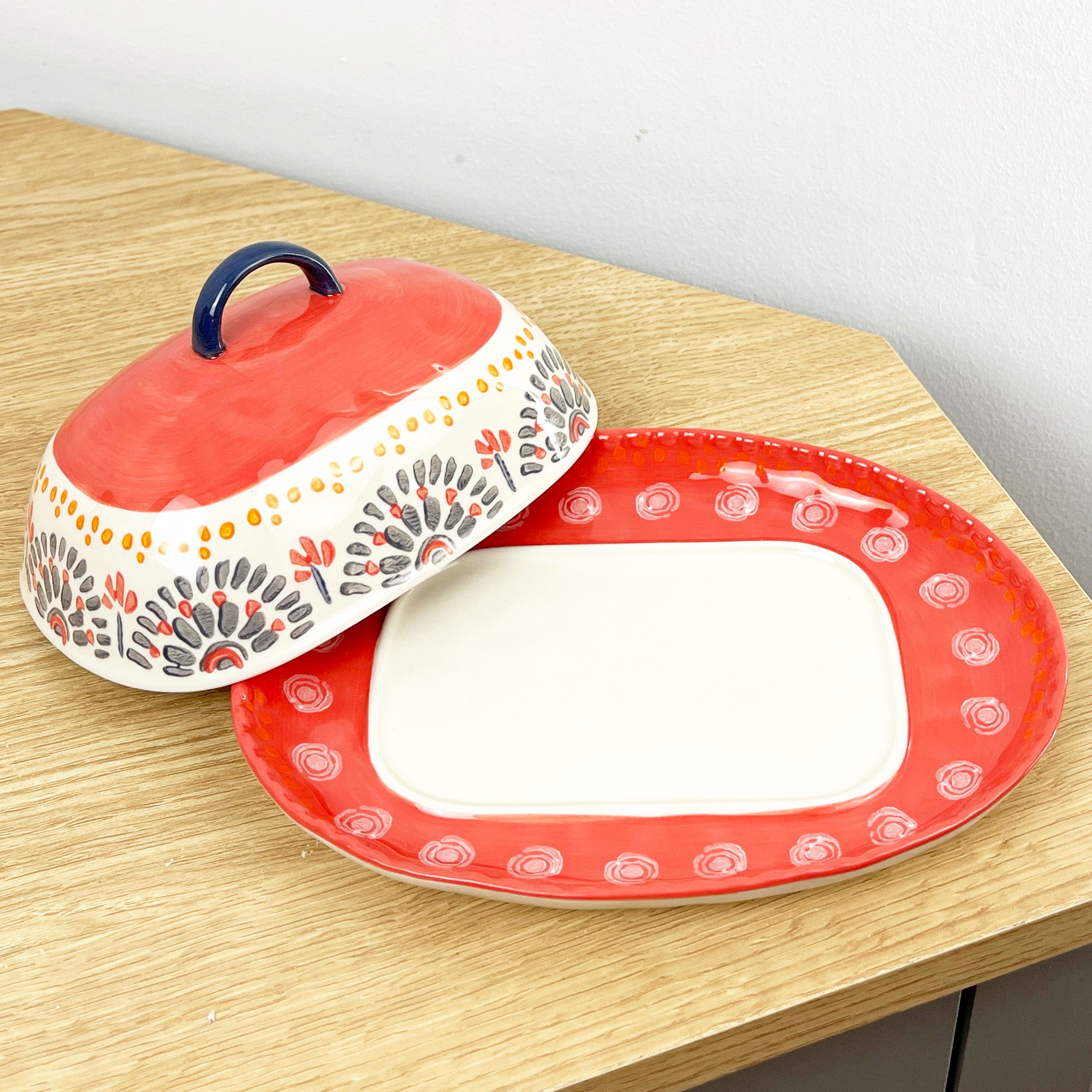 Vintage Style Floral Butter Dish with Lid - Design #1