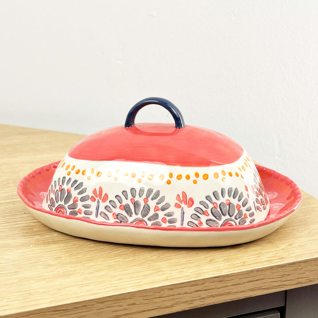 Vintage Style Floral Butter Dish with Lid - Design #1