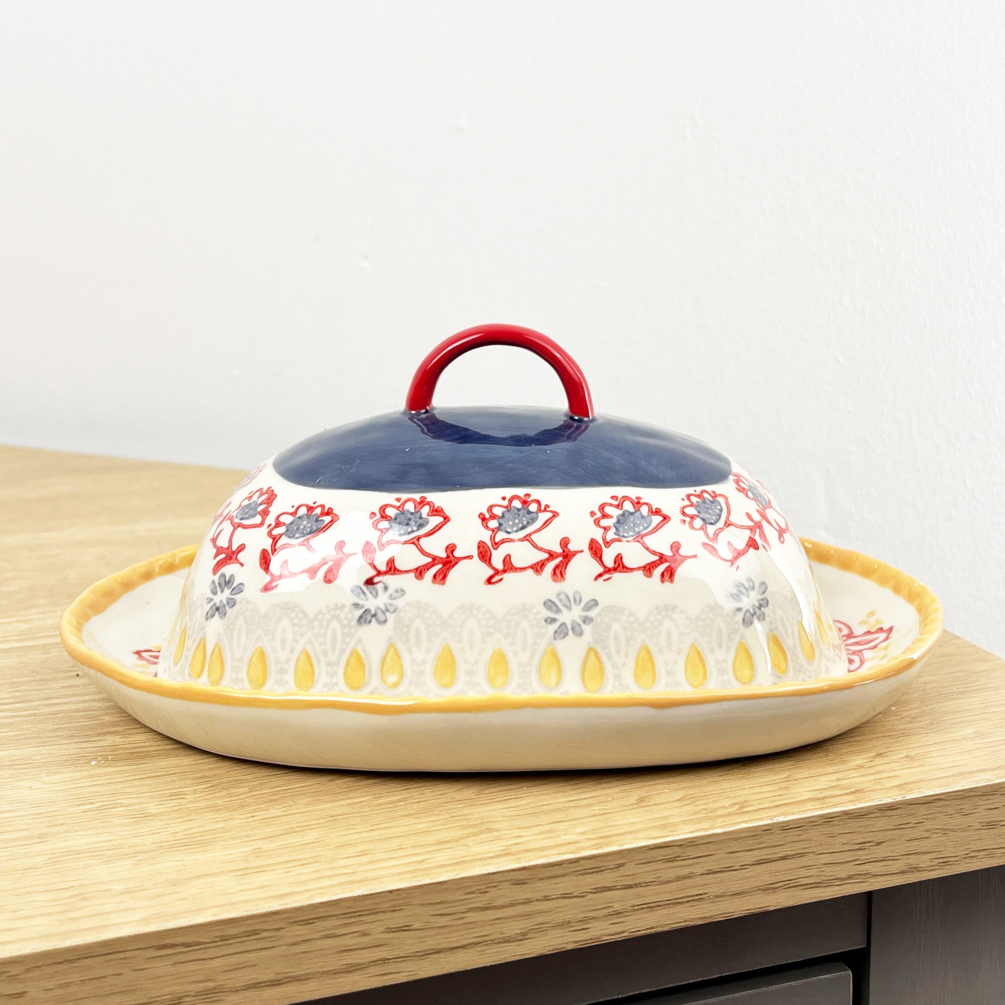 Vintage Style Floral Butter Dish with Lid - Design #2