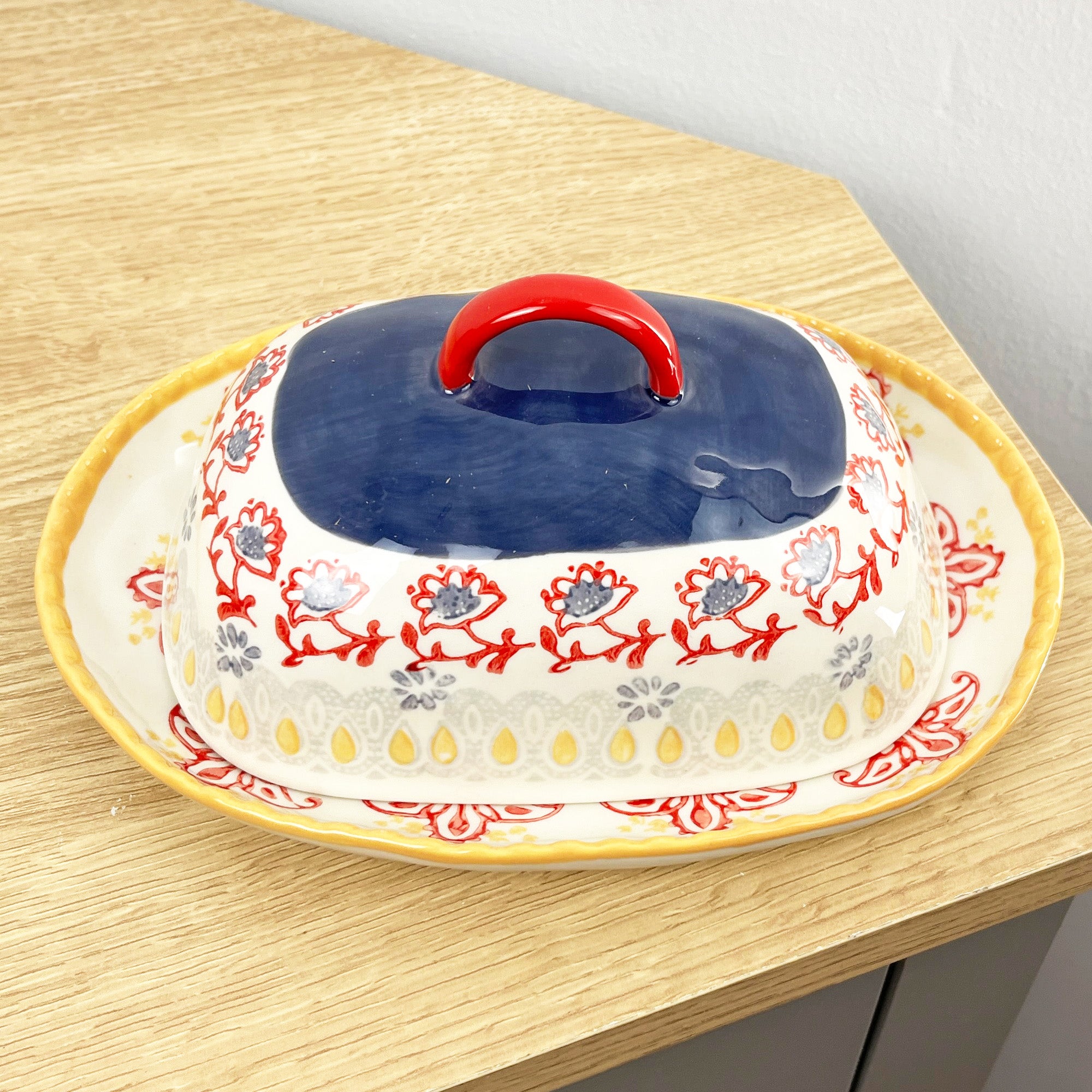 Vintage Style Floral Butter Dish with Lid - Design #2