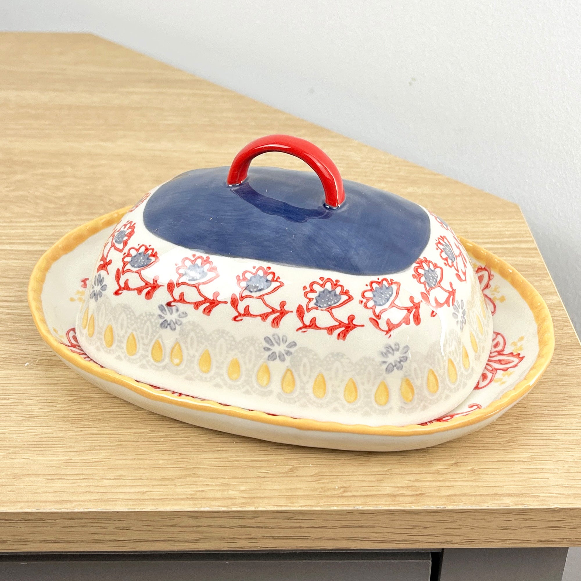 Vintage Style Floral Butter Dish with Lid - Design #2