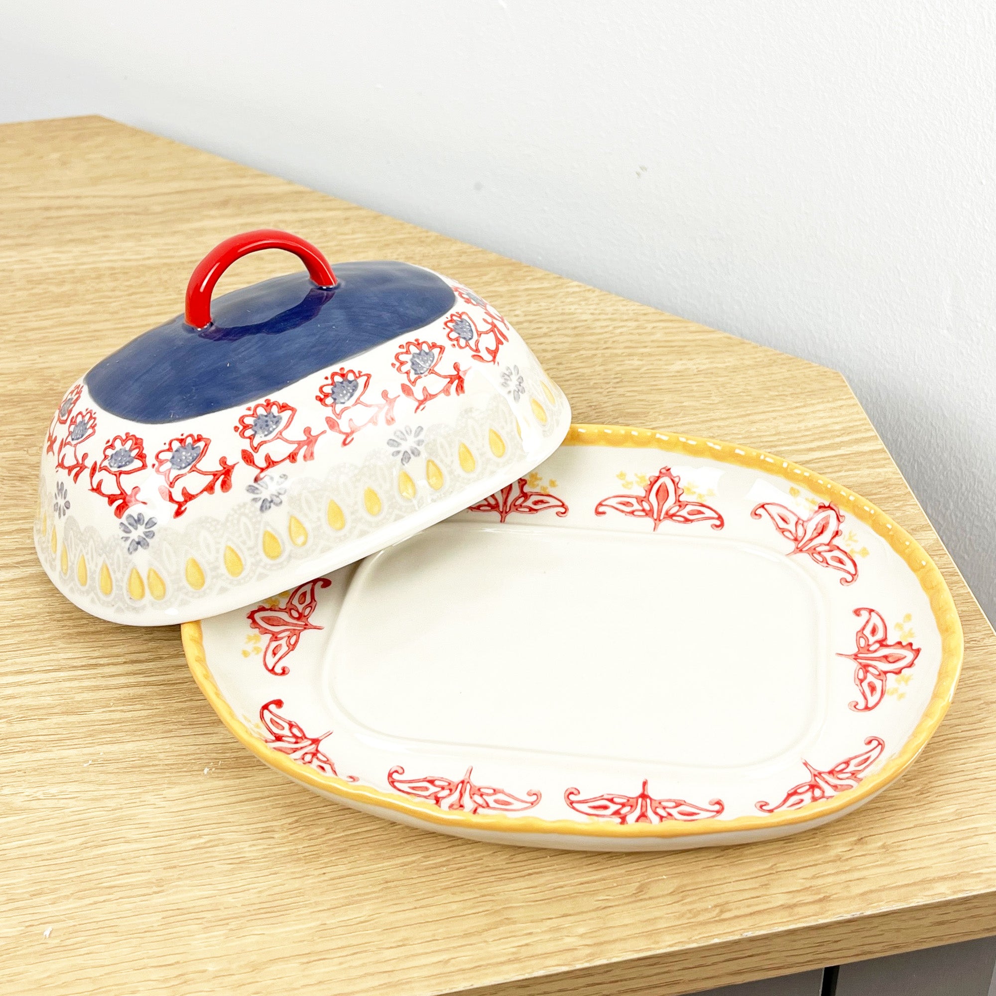 Vintage Style Floral Butter Dish with Lid - Design #2