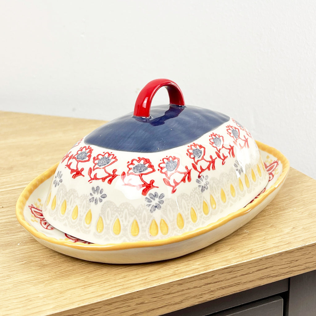 Vintage Style Floral Butter Dish with Lid - Design #2