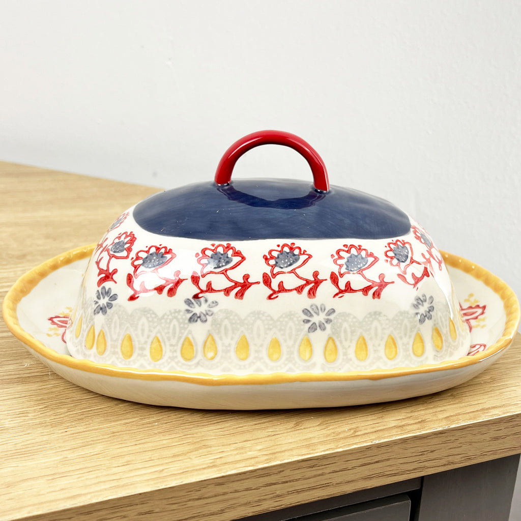 Vintage Style Floral Butter Dish with Lid - Design #2